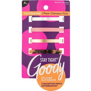 Goody Hair Barrettes klip til fint h?r - 4 t?ller forskellige farver - Slideproof og lock -in sted - Smertefrit h?rtilbeh?r til m?nd Kvinder og p