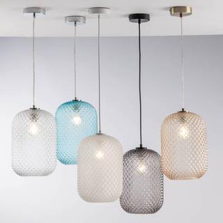 Ashford S15 hængelampe med glasskærm, hvid
