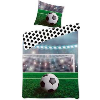 Fodbold sengetøj - 140x200 cm - Straffespark - Dynebetræk med 2 design - 100% bomulds sengesæt