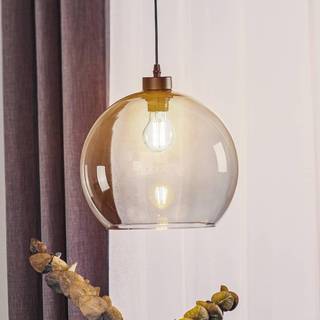 Hængelampe Cubus, røggrå, glas, Ø 30 cm, E27