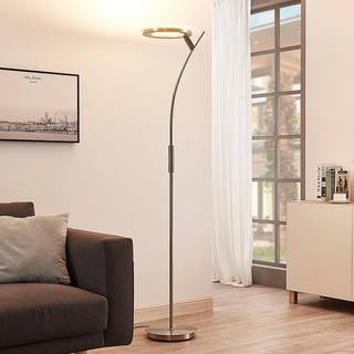 Lindby LED-gulvlampe Darion, grå, metal, dæmpbar, 180 cm