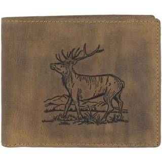 Geldbörse Leder 12x10cm Hirsch mit Ausweisetui "Vintage Hunting" antikbraun | Greenburry.de