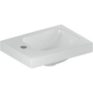 Geberit iCon Light håndvask: Hvid / KeraTect, B=38cm, H=13cm, T=28cm, Hanehul=Til venstre, Overløb=Uden, Opbevaringsflade=Til venstre