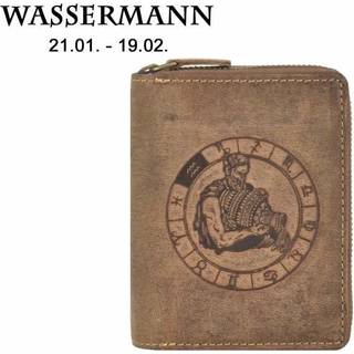 Reißverschluss Geldbörse 10x12cm Wassermann "Vintage" antikbraun 821A | Greenburry.de
