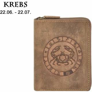 Reißverschluss Geldbörse 10x12cm Krebs "Vintage" antikbraun 821A | Greenburry.de