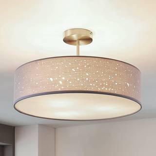 Lindby loftlampe Umma, afstand, grå, stof, Ø 50 cm, E27