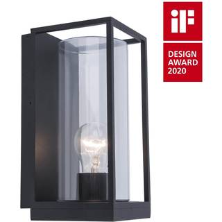 LUTEC FLAIR udendørs væglampe, H26 cm, E27, IP44, sort