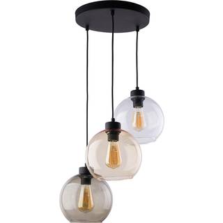 Cubus hængelampe, Ø 50 cm, 3 lyskilder, klar/honningbrun, glas