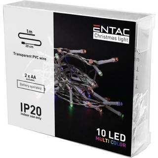 1 m. multicolor LED julelyskæde - 10 LED, indendørs, batteri
