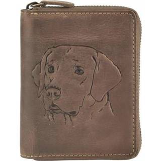 Geldbörse Leder 10x13cm mit Labrador "Vintage" antikbraun | Greenburry,de 821A-DOG-25