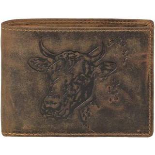 Geldbörse Leder 12x9cm mit Kuh "Vintage" antikbraun 1705-COW-25 | Greenburry.de