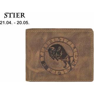 Geldbörse Leder 12x9cm "Vintage" mit Sternzeichen Stier 1705 | Greenburry.de