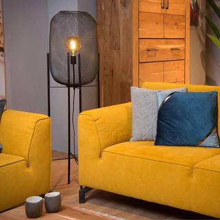 Gulvlampe i mesh med fire ben, sort