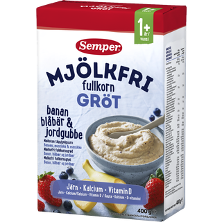 Semper Mælkefri Grød Fuldkorn Banan, Blåbær Og Jordbær (400 g)