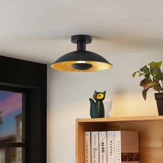 Lindby loftlampe Narisara, Ø 30 cm, E14, sort-guld