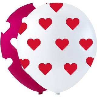 Ballon 6 stk. 26cm. HJERTER RØD-HVID varenr. B039, 12pos