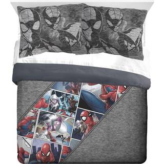 Jay Franco Marvel Spiderman Grunge Queen Comforter & Sham Set - Super Soft Kids Bedding - Fade Resistent Microfiber (Official Marvel Product)