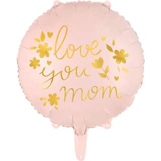 1 stk. Love you mom 18" folieballon til helium eller luft med automatisk lukkesystem, mix farver