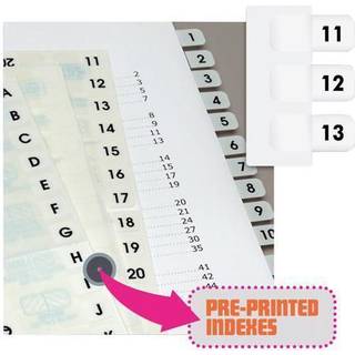 Redi-tag 31002 Side-mount Self-Stick Plastic Index Faner nr. 11-20 1 tommer hvid 104/pakke