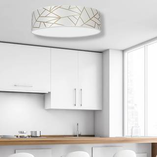 Loftlampe Zulu hvid/guld rund
