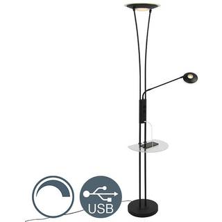 Gulvlampe sort med læsearm inkl. LED og USB-port - Sevilla