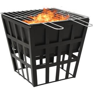2-i-1 bålfad og grill 34x34x48 cm stål