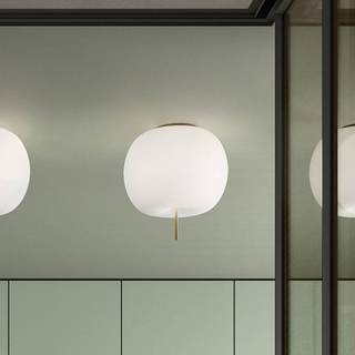 kdln Kushi loftlampe, messingfarve/hvid, Ø 33 cm, glas