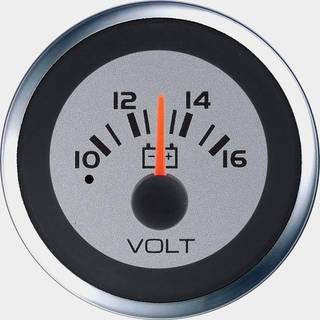 Voltmeter Veethree Argent, dugfri, Ø52 mm, 12 V, sølv/sort/hvid, 10 - 16 V