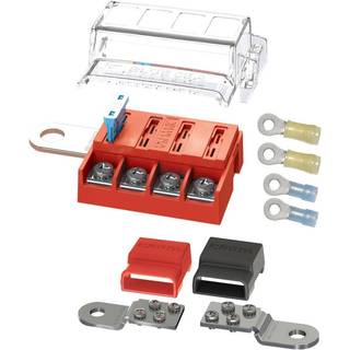 Sikringsholder Blue Sea Systems ST Blade Battery Terminal Mount Fuse Block Kit, for 4 fladstiftsikringer, med klemrække, M10 + M4, 100 A