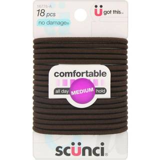 Scunci no-Damage Comfortable hele dagen medium Hold Brown Elastics 18-stykker pr. Pakke