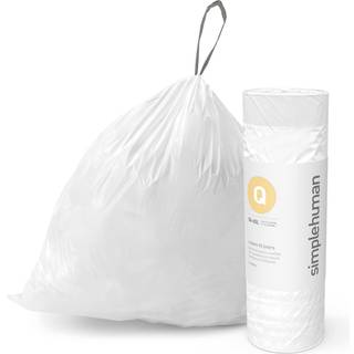 SimpleHuman Code Q Custom Fit DrawString papirkurvposer 240 T?l 50-65 liter / 13-17 gallon hvid