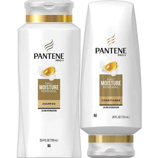 Pantene Moisturizing Shampoo 25,4 oz og siliciumfri balsam 24 oz til t?rt h?r Daily Moisture Renewal Bundle Pack (emballage kan variere)