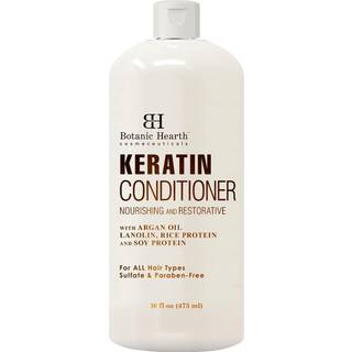 Botanisk ildsted Keratin balsam med arganolie - sulfatfri hårbehandling til alle hårtyper normal tør eller beskadiget farve behandlet - 16 fl oz