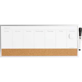 U Brands Magnetic Dry Erase Weekly Calendar Board med Cork Strip 18 """" X7.5 """" Silver Aluminium Frame inkluderer magnetmarkør