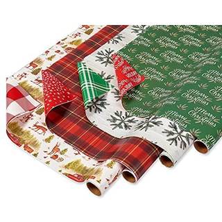 Amerikanske hilsener 160 kvadratmeter juleindpakningspapir bundt rustikke design (4 ruller 30 i x 16 ft.)