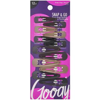 Goody Metal Contour Hair Snap Clips - 12 t?ller forskellige farver - bare snap p? plads - velegnet til alle h?rtyper - smertefrit h?rtilbeh?r til