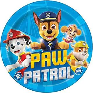 Unik Paw Patrol Multicolor Round Paper Dinner Plates - 9 """" (Pack of 8) - Disponable Party Tableware til b?rn F?dselsdage og fester