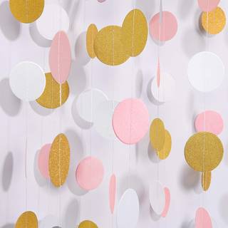 Merrynine Paper Garland 5 Pack 50ft Glitter Paper Garland Circle Dot