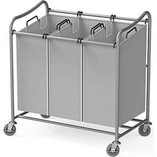 Simple Houseware Heavy-Duty 3-tag vaskeri Sorter Cart Silver