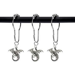 Zilucky S?t med 12 Dragon Bruser Gardin Hooks Dekorativt hjemmebadev?relse Flyvende Winged Dragon Medieval Fantasy Fairytale Mythical Beast Rustf