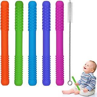 Hule t?nder r?r leget?j til babyer piger drenge 5 pak silikone baby teether leget?jsr?r til sp?db?rn med sygepleje, der bider tyggestr? til sm?b?
