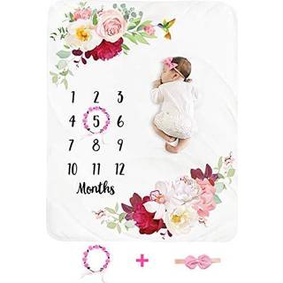 Baby m?nedlig milep?l t?ppe pige - blomster nyf?dt m?ned t?ppe personaliseret brusegave bl?d plys fleece fotografering baggrund foto prop blomste