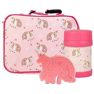 Bentology Kids Lunch Bag Set (Unicorn) W Genanvendelig Hard Ice Pack og dobbeltisoleret madkrukke - Perfect frokostkasse -sæt til piger tilbage t