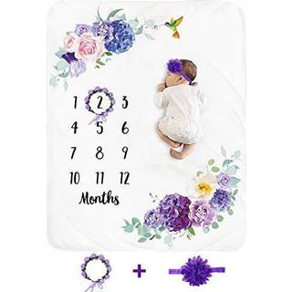 Baby m?nedlig milep?l t?ppe pige - blomster nyf?dt m?ned t?ppe personaliseret brusegave bl?d plys fleece fotografering baggrund foto prop blomste