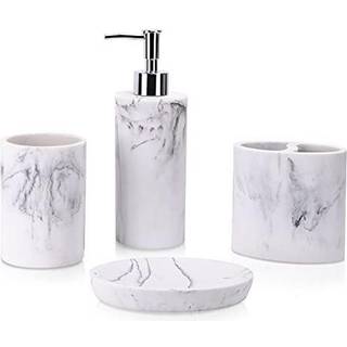 ZCCZ badev?relse tilbeh?r s?t 4 stk marmor look badev?relse forf?ngelighed bordplade badev?relse d? Kor s?t tilbeh?r med s?be dispenser tandb?rst