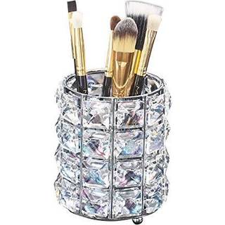 Lugunu Makeup Brush Holder Organizer Golden Crystal Bling Personaliserede guldkamb?rster Pen Pencil Opbevaringsboks Container (Crystal Pot-Sliver