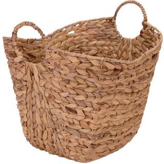 Husholdnings Essentials ML-4002 Tall Water Hyacinth Wicker Basket With Handles | Naturlig brun naturlig