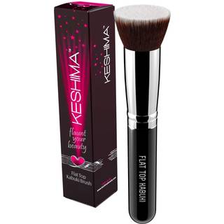 Keshima Fladtop Kabuki-foundationsbørste: Premium tæt syntetisk børste til flydende, creme og pudder – Fejlfri buffing og blending