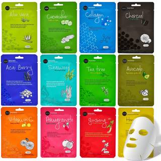 Celavi Essence Facial Sheet Face Mask Variety S?t Klassisk autentisk koreansk fugtgivende hudpleje (12-pakker)