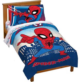 Jay Franco Marvel Super Hero Adventures Go Spidey 4 Piece Toddler Bed Set - Super Soft Microfiber Bed Set Inkluderer Toddler Size Comforter & She